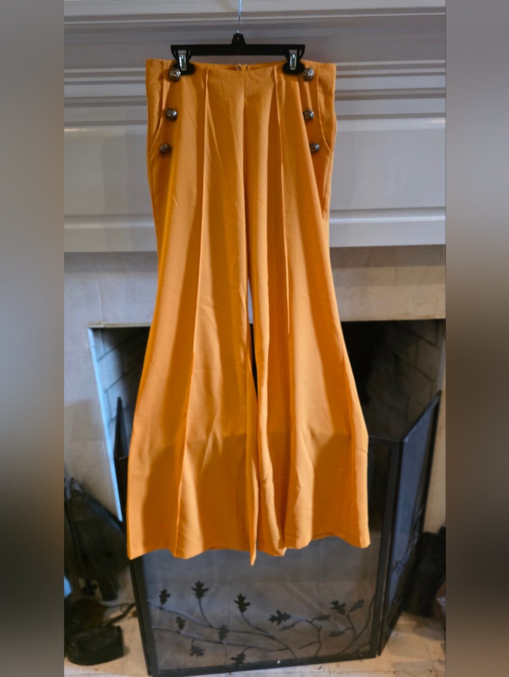 High-Rise Wide-Leg Pants in Mustard